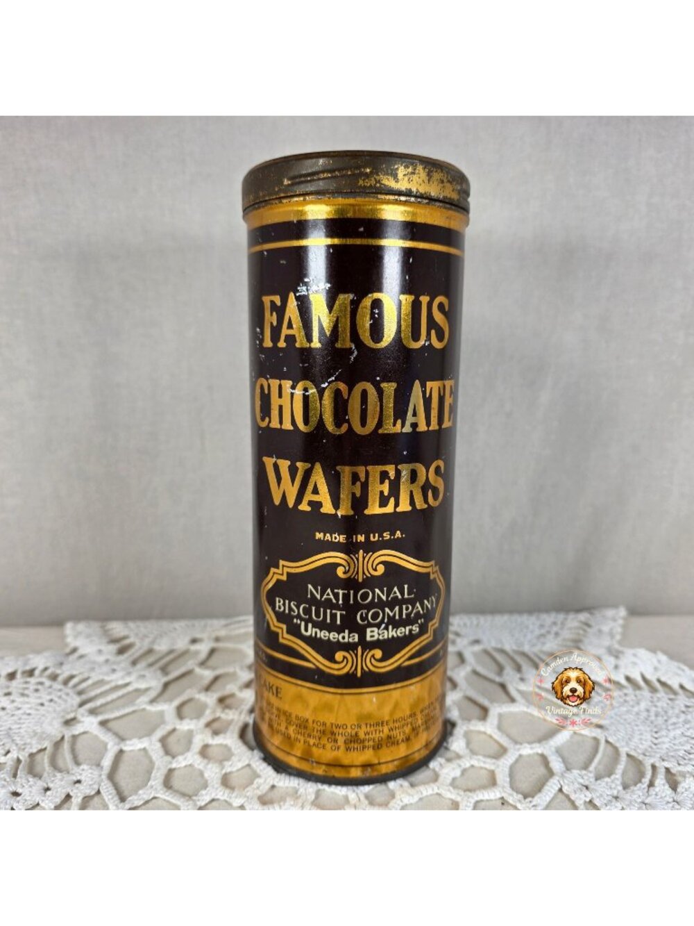 Vintage National Biscuit Co Uneeda Bakers Famous Chocolate Wafers Tin Canister A